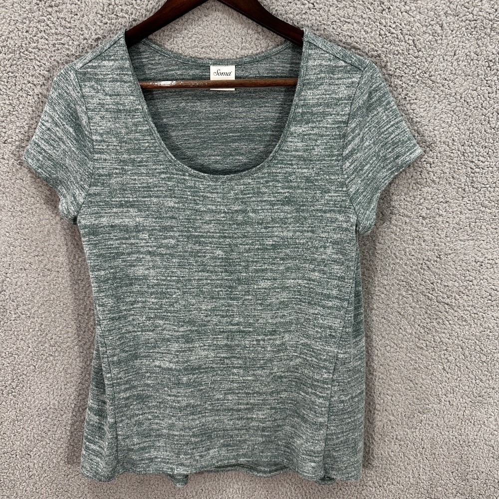 Soma Green Short Sleeve‎ Pajama Top Womens Small Scoop Neck Lounge Comfy Cozy